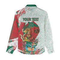 Mexico Football Custom Women Casual Shirt El Tri Aztec Calendar Brush Style