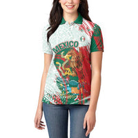 Mexico Football Custom Women Polo Shirt El Tri Aztec Calendar Brush Style