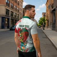 Mexico Football Custom Zipper Polo Shirt El Tri Aztec Calendar Brush Style