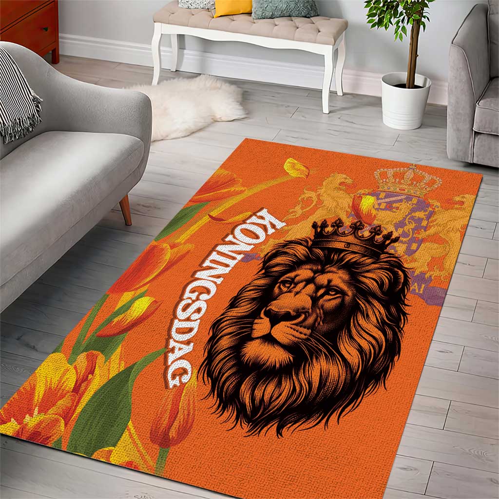 Nederland Fijne Koningsdag Area Rug Netherlands Lion With Orange Tulips