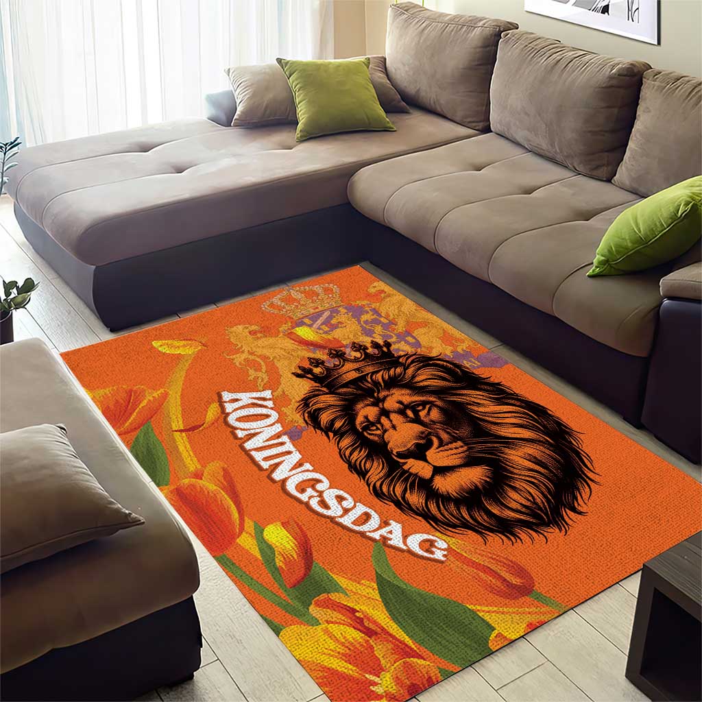 Nederland Fijne Koningsdag Area Rug Netherlands Lion With Orange Tulips