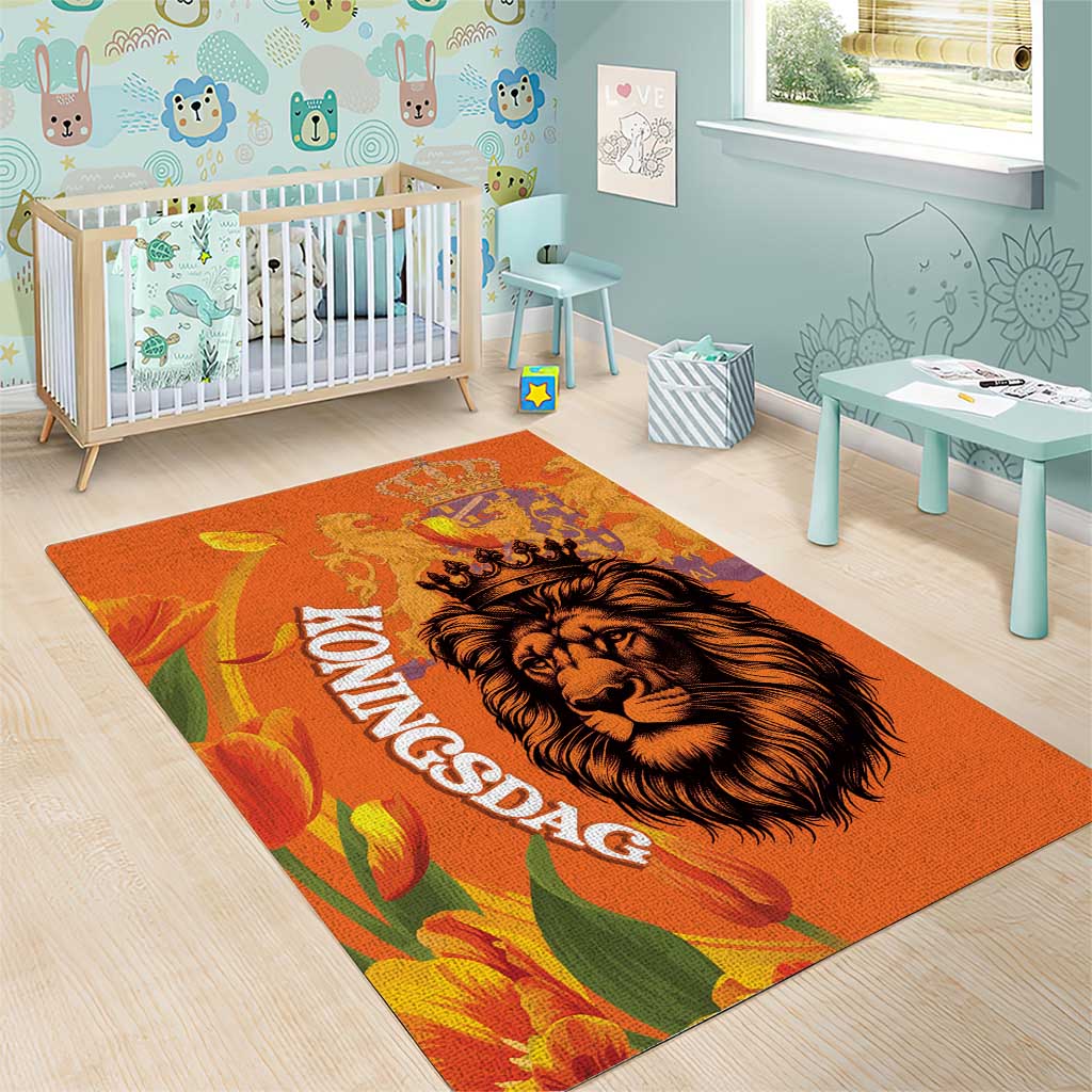 Nederland Fijne Koningsdag Area Rug Netherlands Lion With Orange Tulips