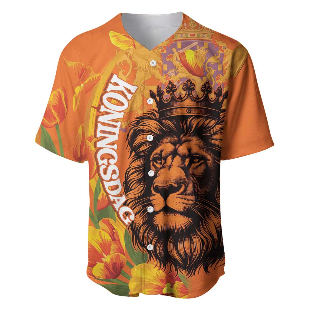 Nederland Fijne Koningsdag Baseball Jersey Netherlands Lion With Orange Tulips
