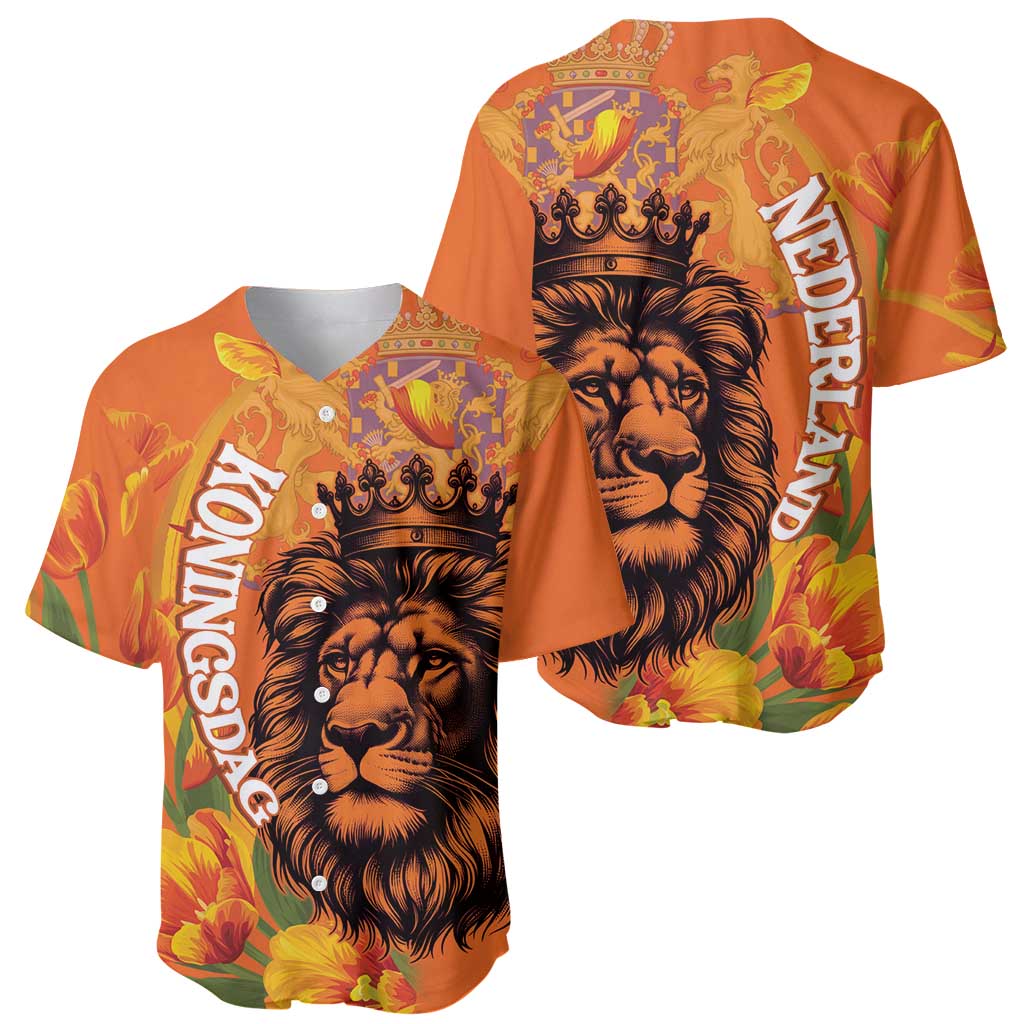 Nederland Fijne Koningsdag Baseball Jersey Netherlands Lion With Orange Tulips