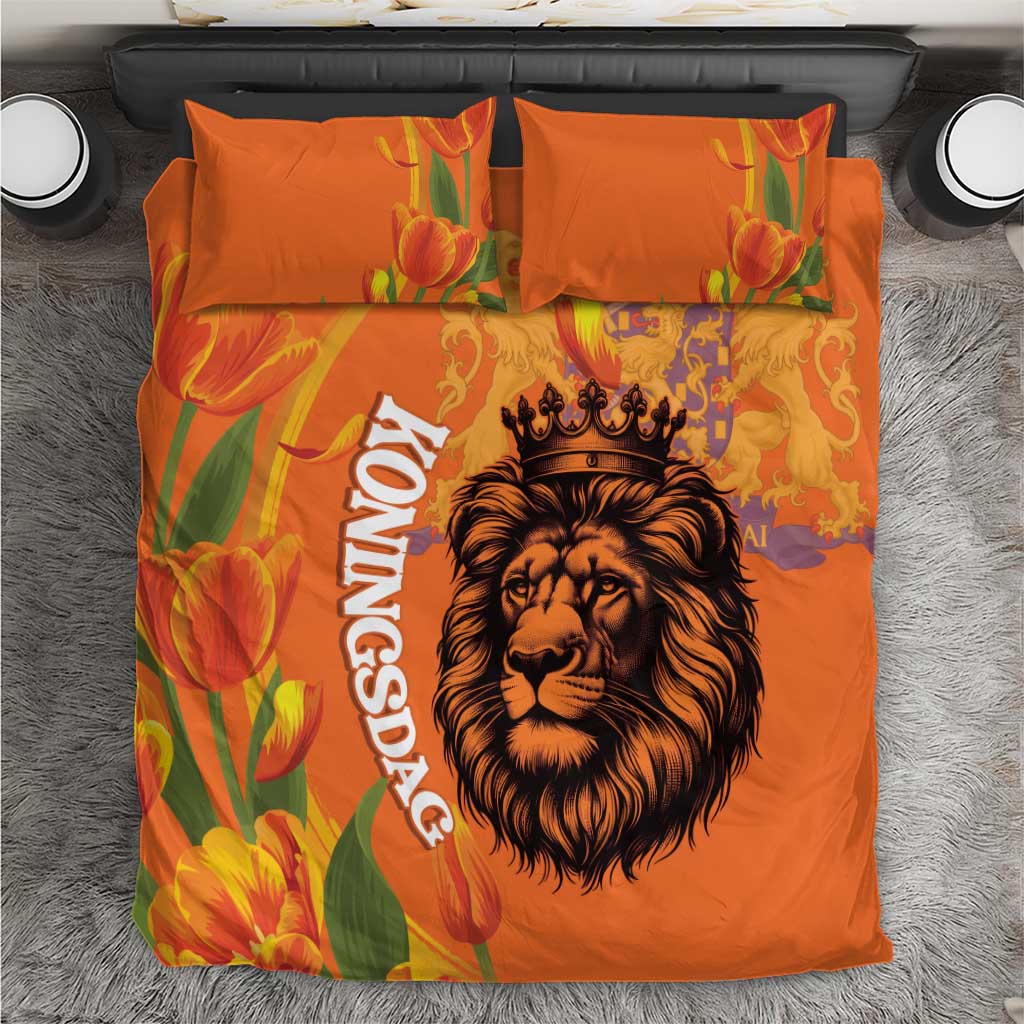 Nederland Fijne Koningsdag Bedding Set Netherlands Lion With Orange Tulips