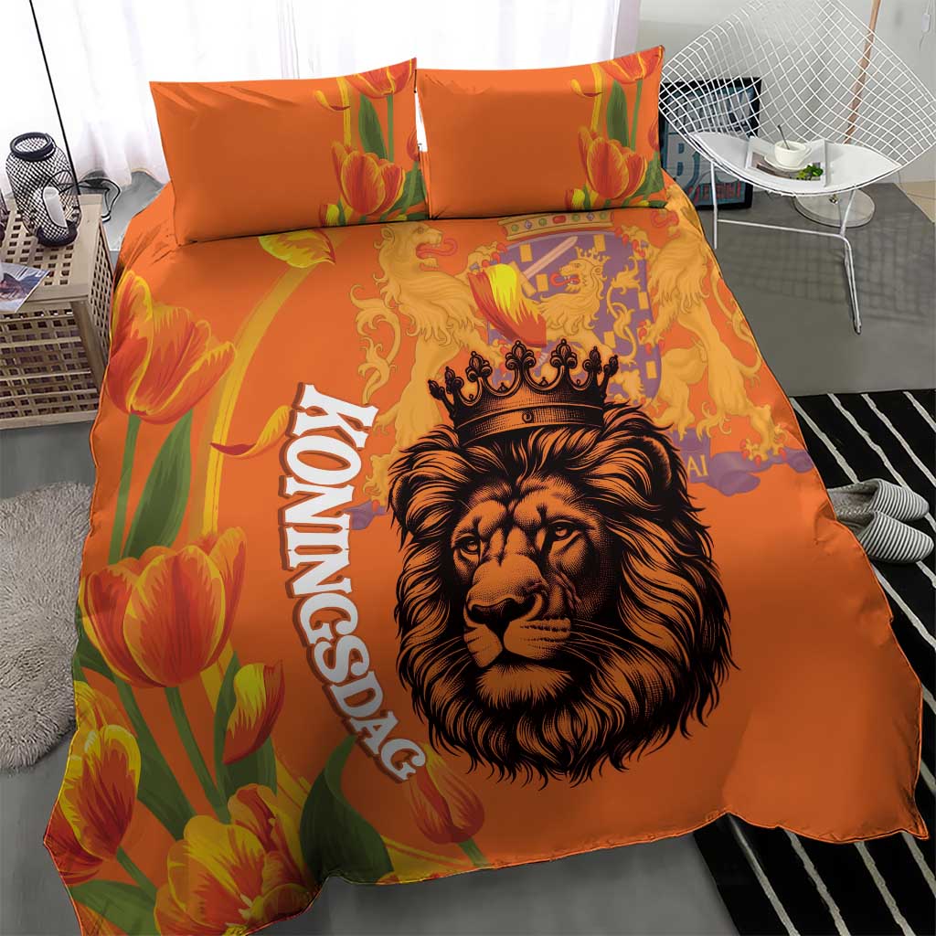 Nederland Fijne Koningsdag Bedding Set Netherlands Lion With Orange Tulips