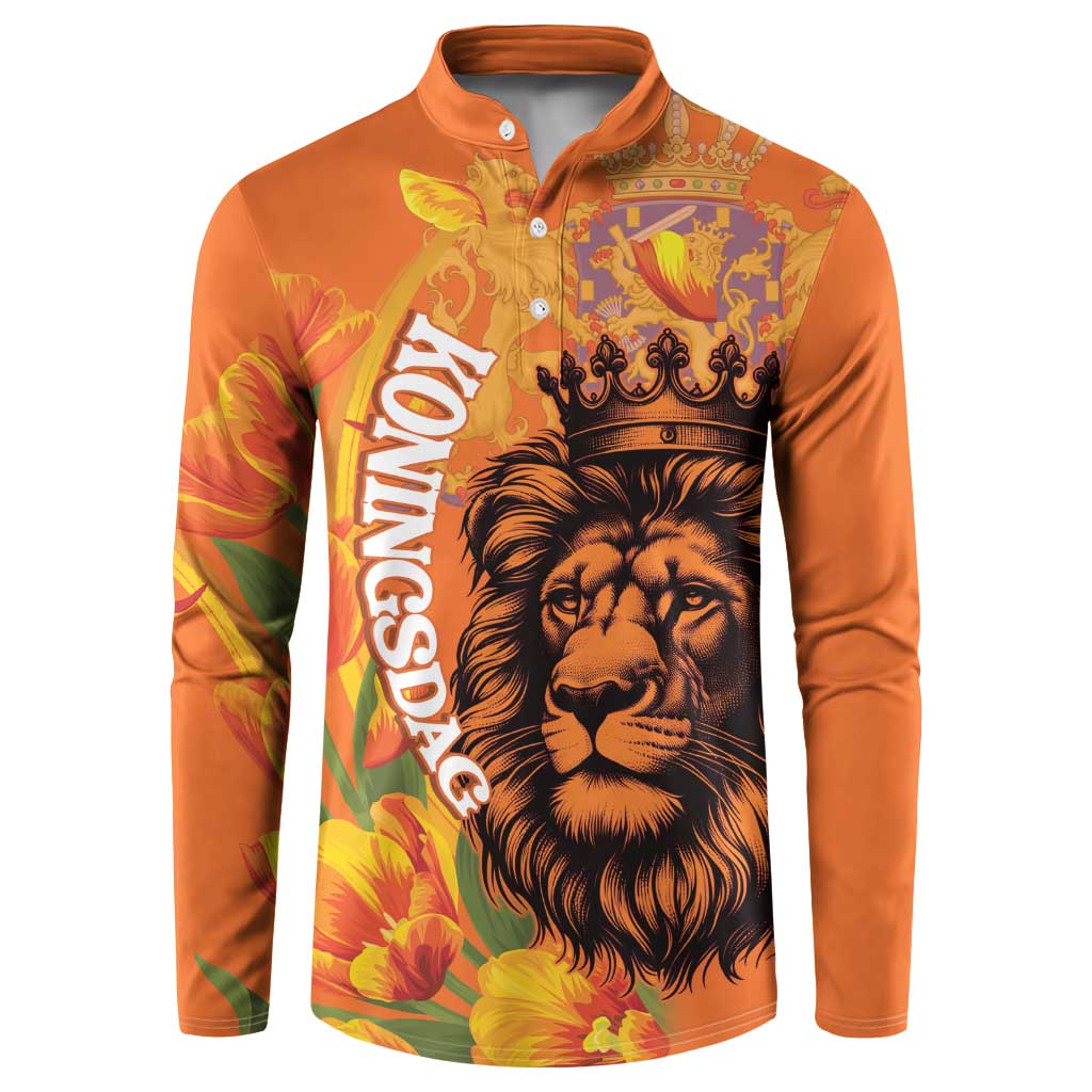 Nederland Fijne Koningsdag Button Sweatshirt Netherlands Lion With Orange Tulips