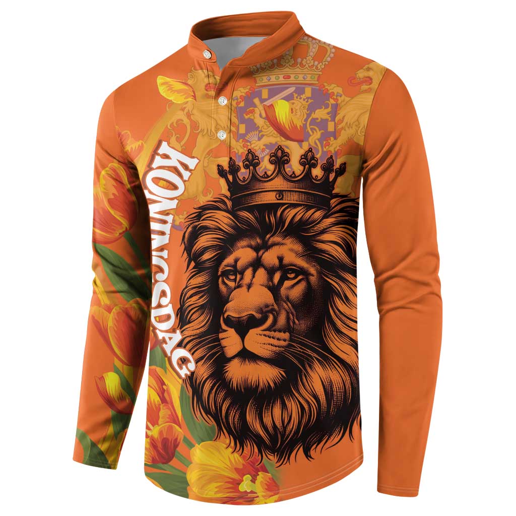 Nederland Fijne Koningsdag Button Sweatshirt Netherlands Lion With Orange Tulips