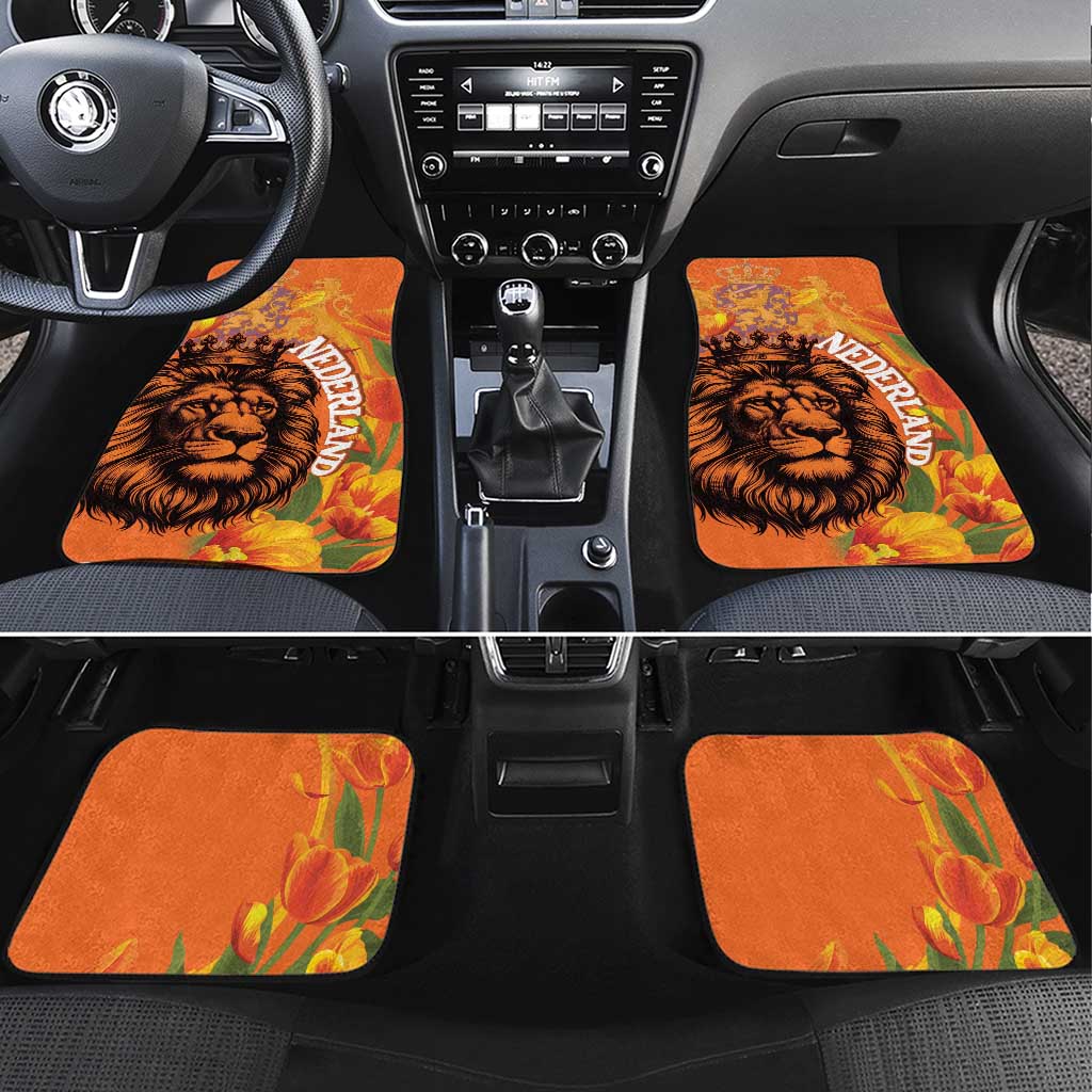 Nederland Fijne Koningsdag Car Mats Netherlands Lion With Orange Tulips