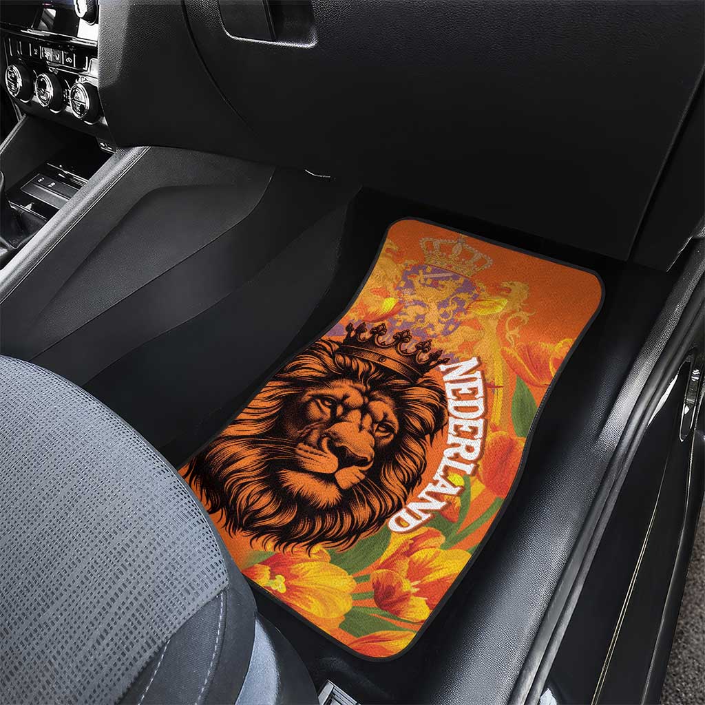Nederland Fijne Koningsdag Car Mats Netherlands Lion With Orange Tulips