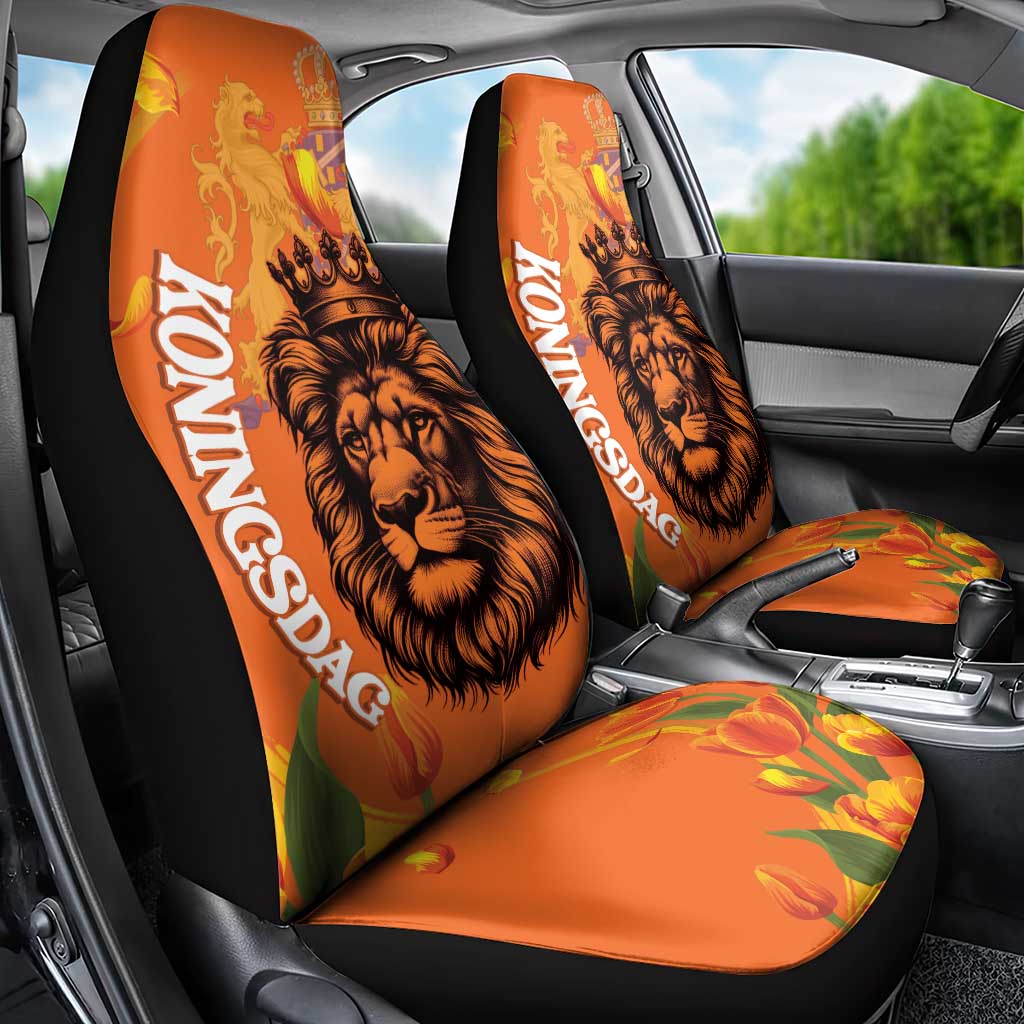 Nederland Fijne Koningsdag Car Seat Cover Netherlands Lion With Orange Tulips