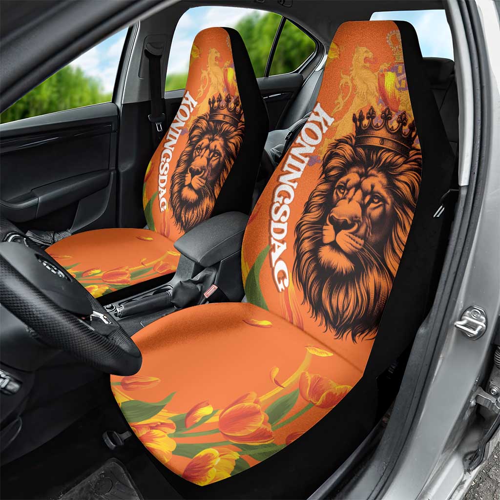 Nederland Fijne Koningsdag Car Seat Cover Netherlands Lion With Orange Tulips