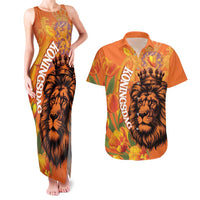 Nederland Fijne Koningsdag Couples Matching Tank Maxi Dress and Hawaiian Shirt Netherlands Lion With Orange Tulips