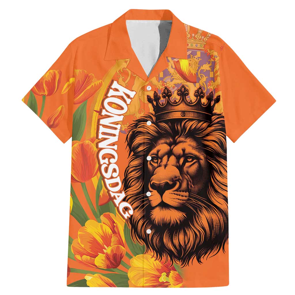 Nederland Fijne Koningsdag Family Matching Mermaid Dress and Hawaiian Shirt Netherlands Lion With Orange Tulips