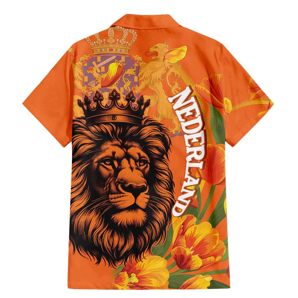 Nederland Fijne Koningsdag Family Matching Mermaid Dress and Hawaiian Shirt Netherlands Lion With Orange Tulips