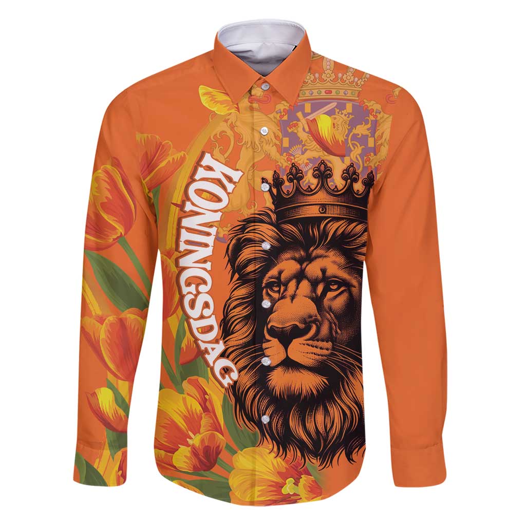 Nederland Fijne Koningsdag Family Matching Puletasi and Hawaiian Shirt Netherlands Lion With Orange Tulips