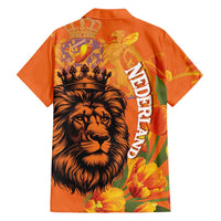Nederland Fijne Koningsdag Family Matching Summer Maxi Dress and Hawaiian Shirt Netherlands Lion With Orange Tulips