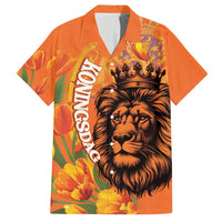 Nederland Fijne Koningsdag Family Matching Tank Maxi Dress and Hawaiian Shirt Netherlands Lion With Orange Tulips