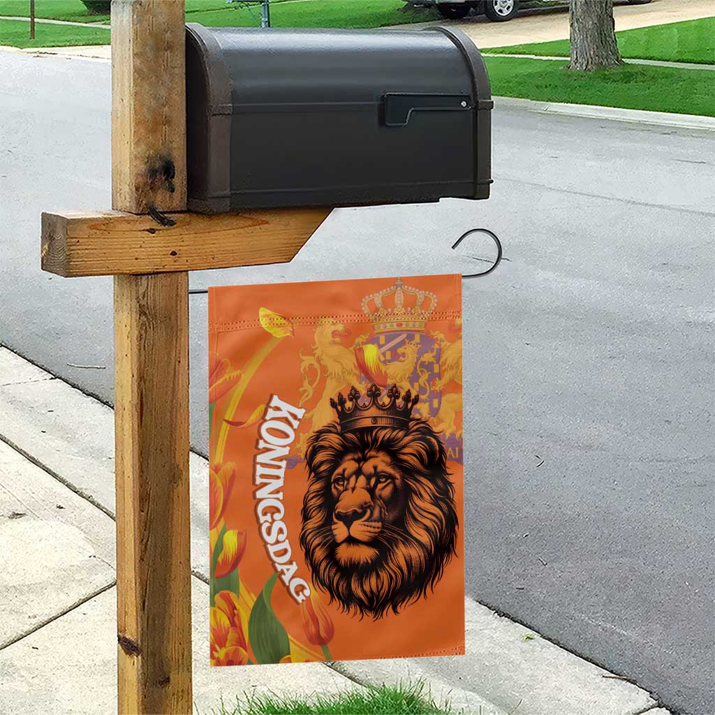 Nederland Fijne Koningsdag Garden Flag Netherlands Lion With Orange Tulips