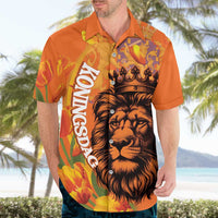 Nederland Fijne Koningsdag Hawaiian Shirt Netherlands Lion With Orange Tulips