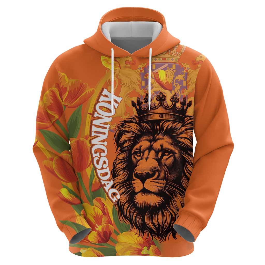 Nederland Fijne Koningsdag Hoodie Netherlands Lion With Orange Tulips