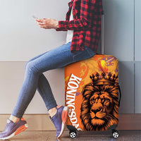 Nederland Fijne Koningsdag Luggage Cover Netherlands Lion With Orange Tulips