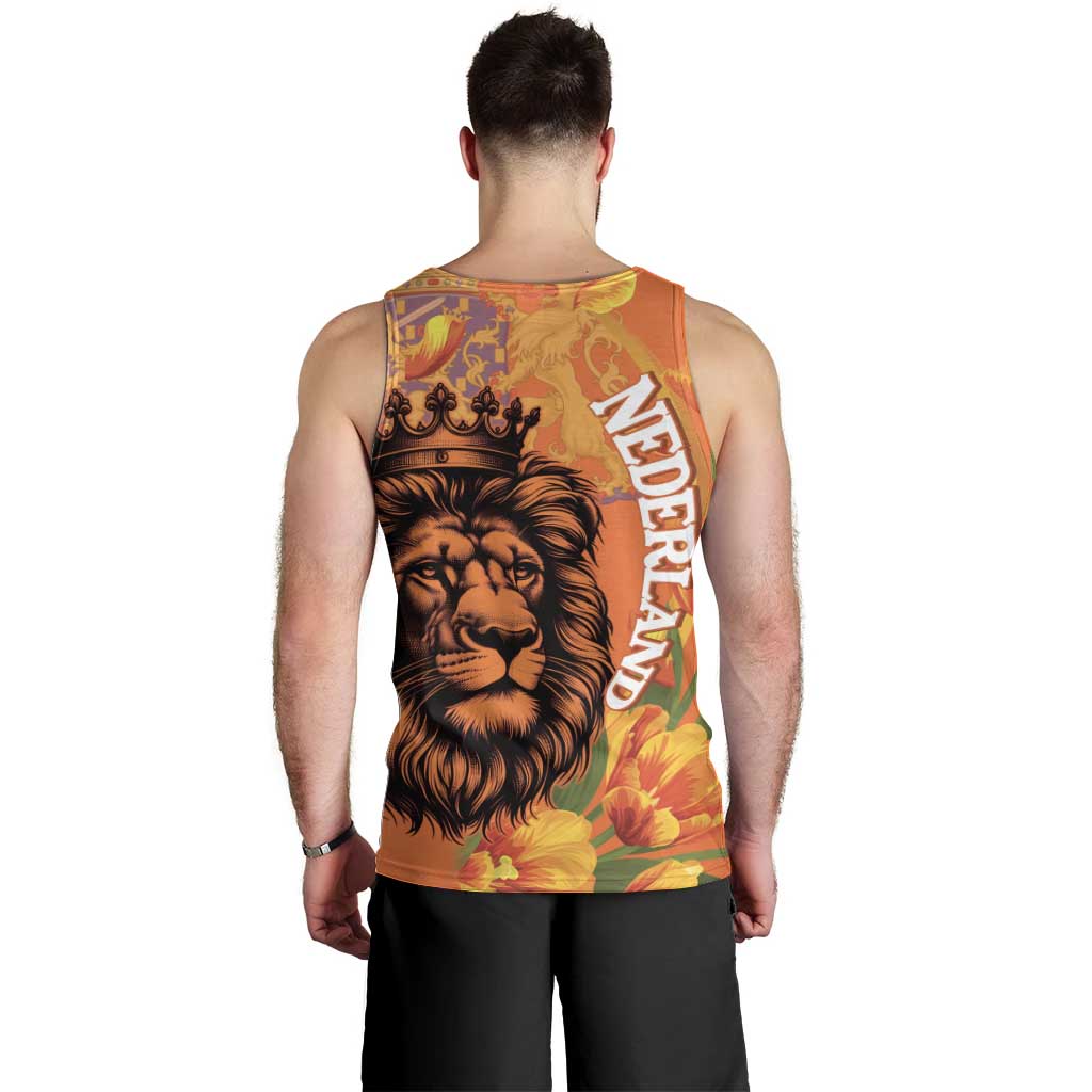 Nederland Fijne Koningsdag Men Tank Top Netherlands Lion With Orange Tulips