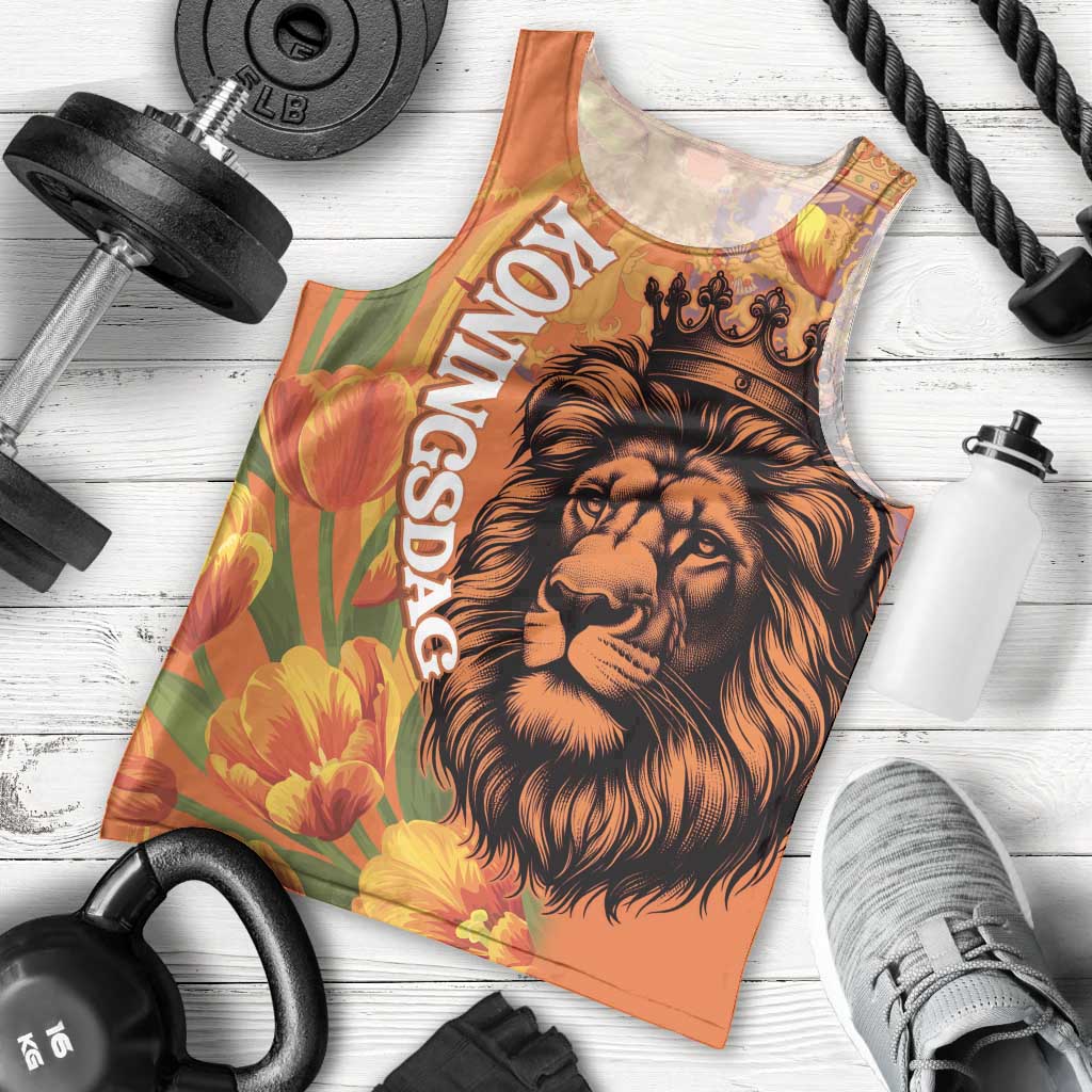 Nederland Fijne Koningsdag Men Tank Top Netherlands Lion With Orange Tulips
