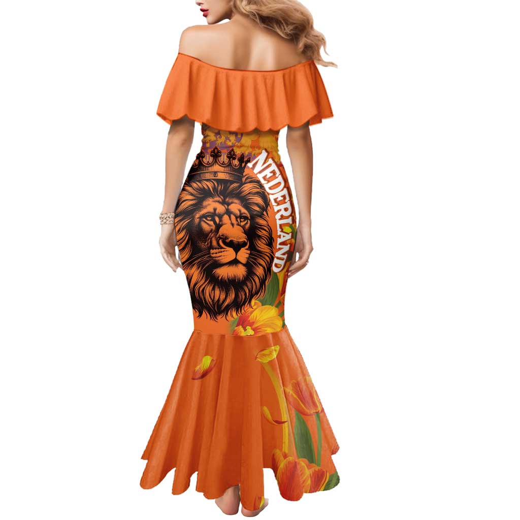Nederland Fijne Koningsdag Mermaid Dress Netherlands Lion With Orange Tulips
