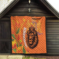 Nederland Fijne Koningsdag Quilt Netherlands Lion With Orange Tulips