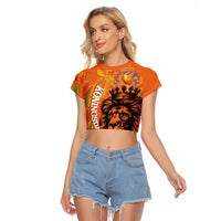 Nederland Fijne Koningsdag Raglan Cropped T Shirt Netherlands Lion With Orange Tulips