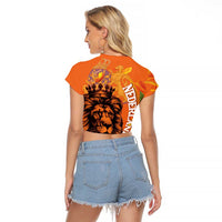 Nederland Fijne Koningsdag Raglan Cropped T Shirt Netherlands Lion With Orange Tulips