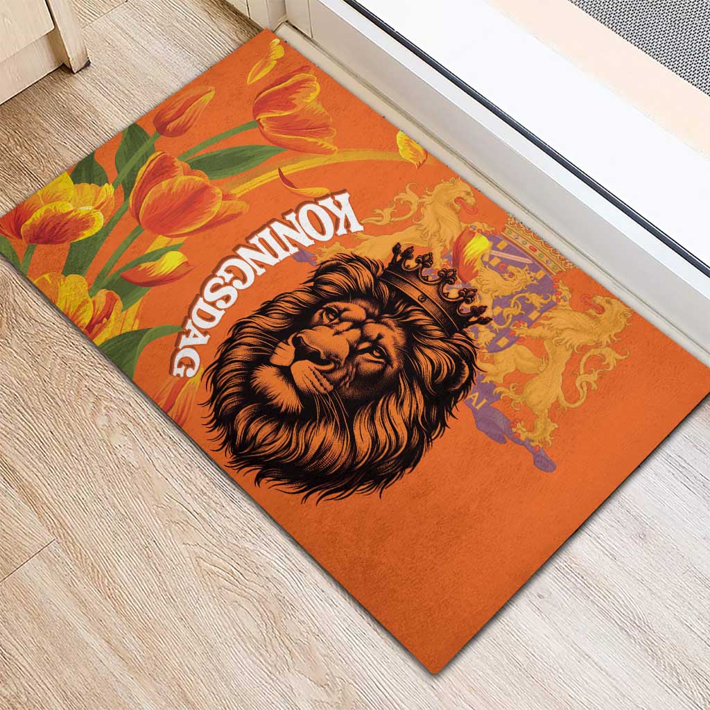 Nederland Fijne Koningsdag Rubber Doormat Netherlands Lion With Orange Tulips