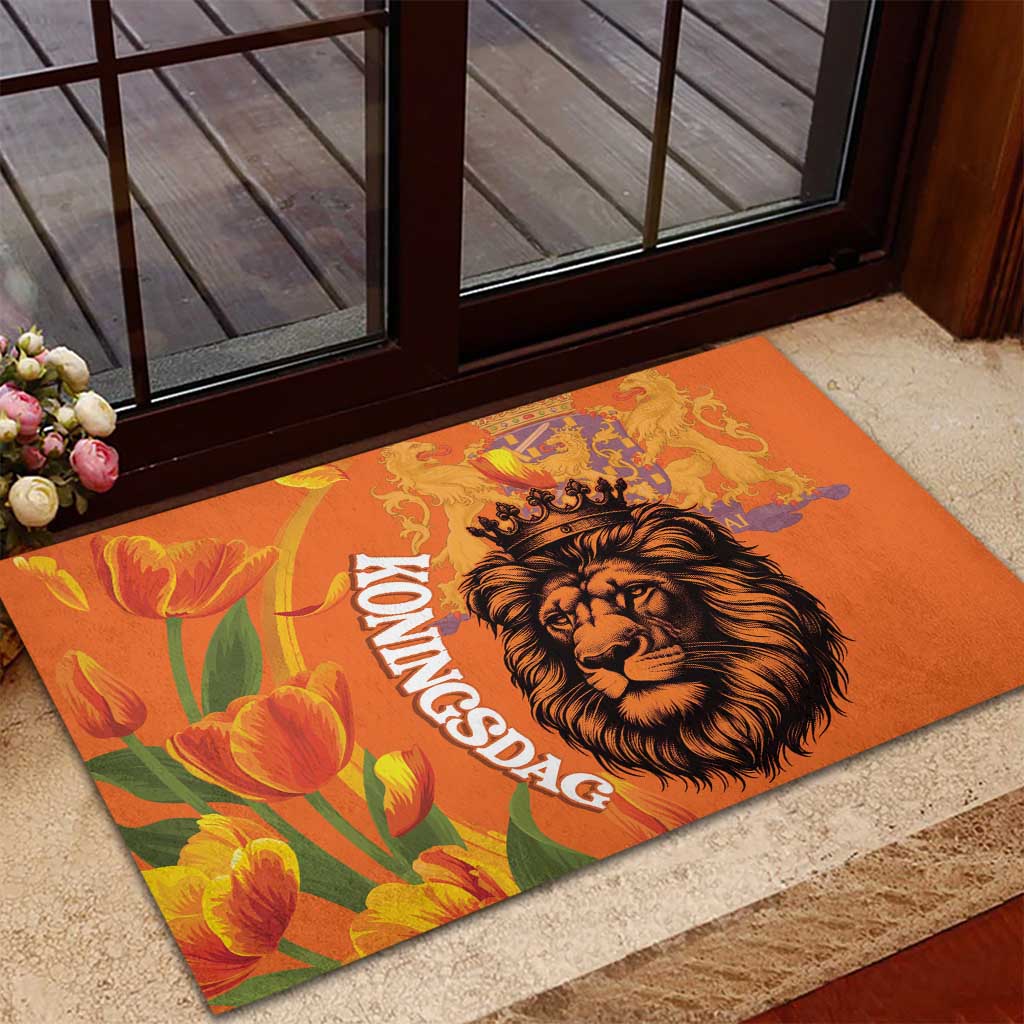 Nederland Fijne Koningsdag Rubber Doormat Netherlands Lion With Orange Tulips