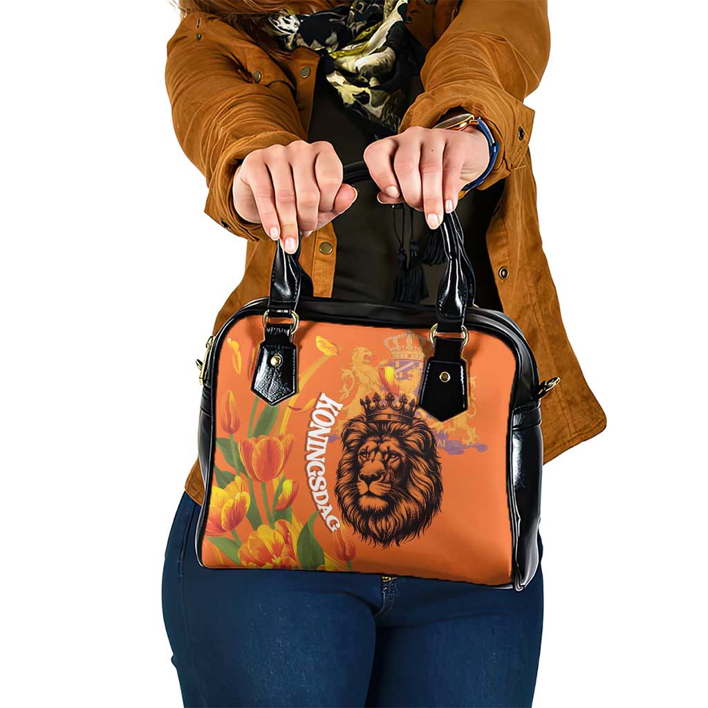 Nederland Fijne Koningsdag Shoulder Handbag Netherlands Lion With Orange Tulips