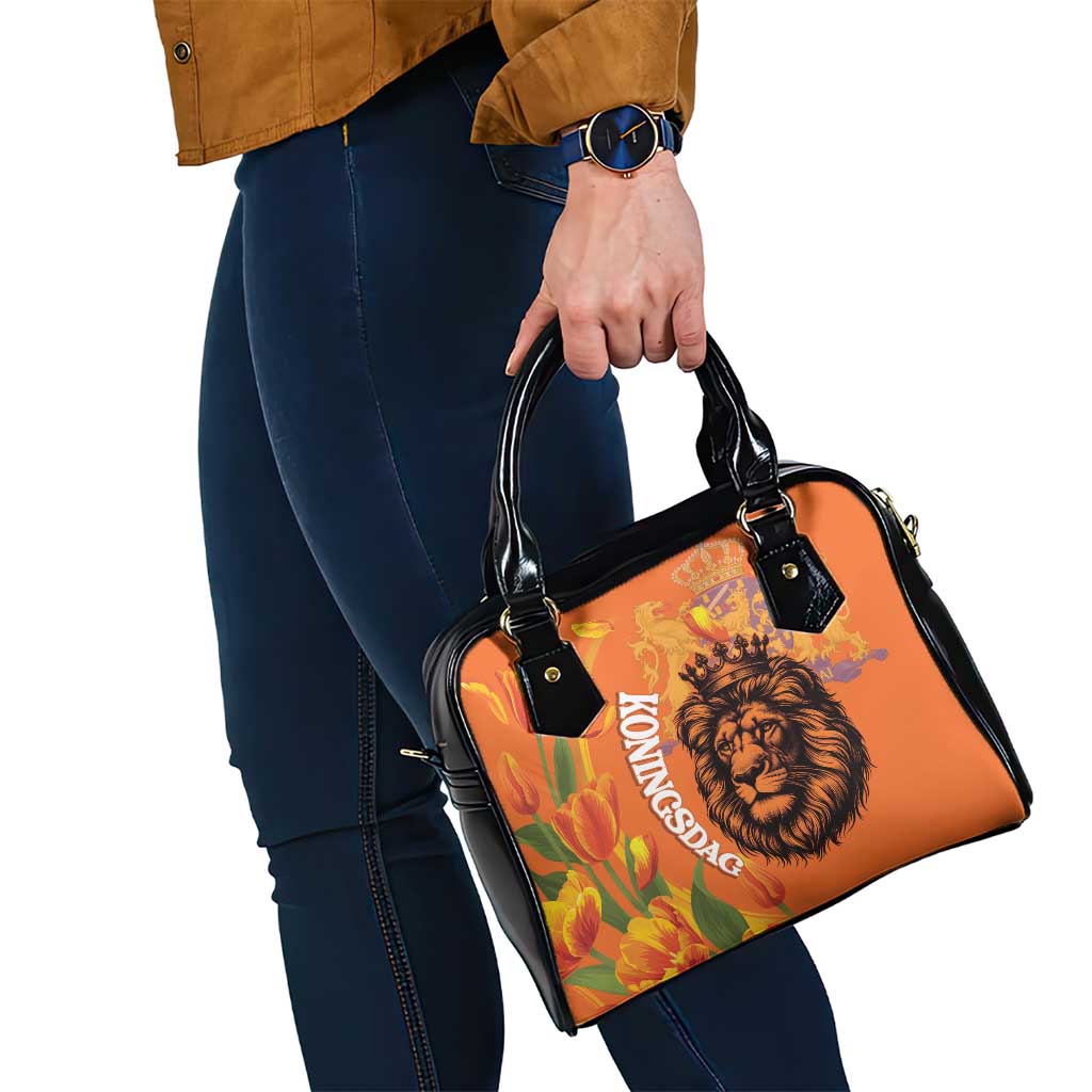 Nederland Fijne Koningsdag Shoulder Handbag Netherlands Lion With Orange Tulips