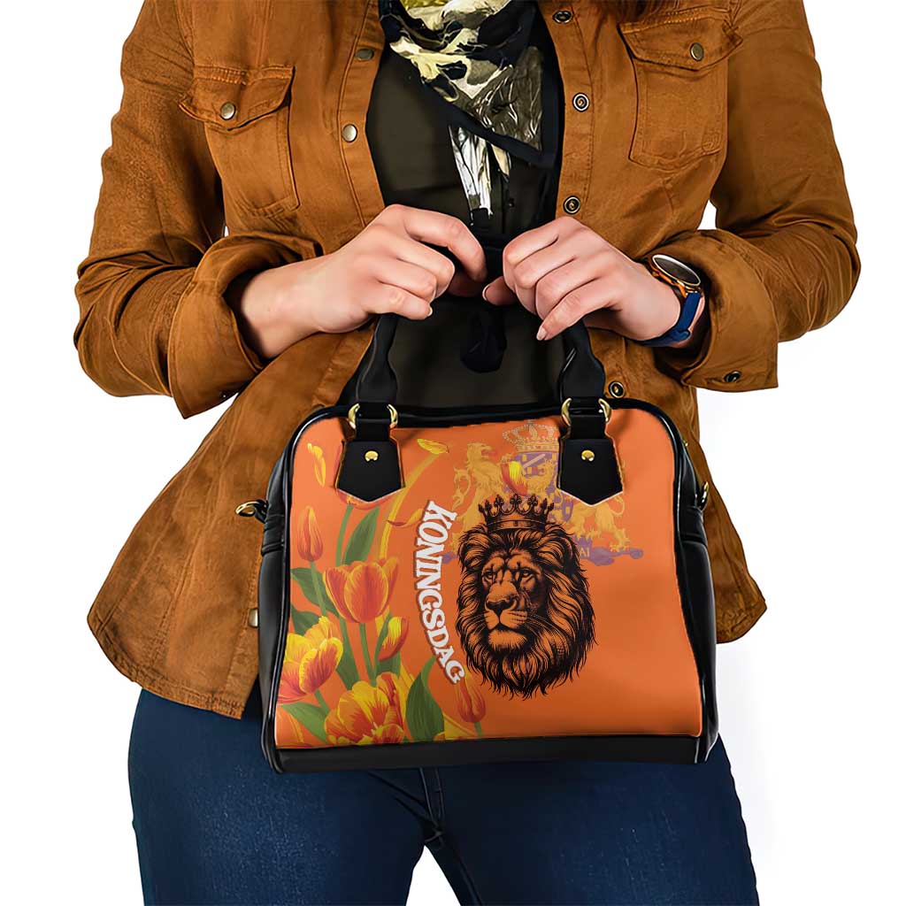 Nederland Fijne Koningsdag Shoulder Handbag Netherlands Lion With Orange Tulips