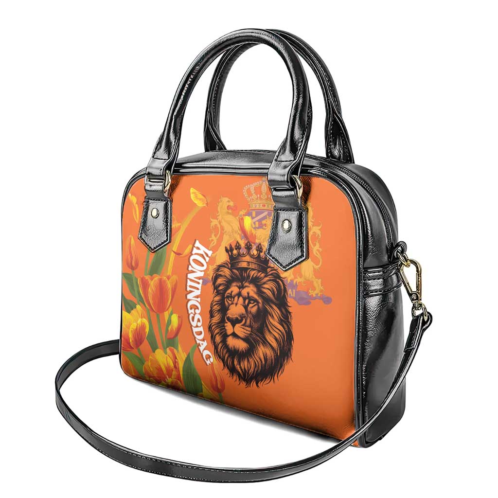 Nederland Fijne Koningsdag Shoulder Handbag Netherlands Lion With Orange Tulips