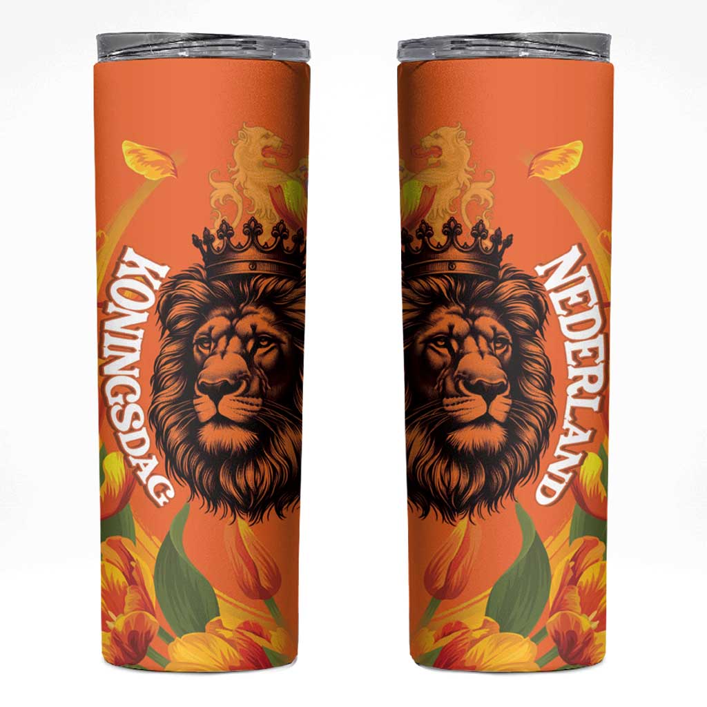 Nederland Fijne Koningsdag Skinny Tumbler Netherlands Lion With Orange Tulips