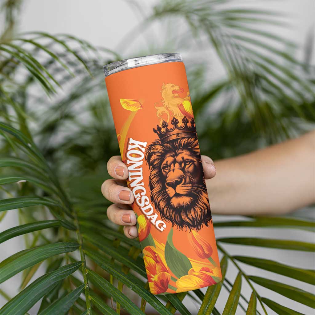 Nederland Fijne Koningsdag Skinny Tumbler Netherlands Lion With Orange Tulips
