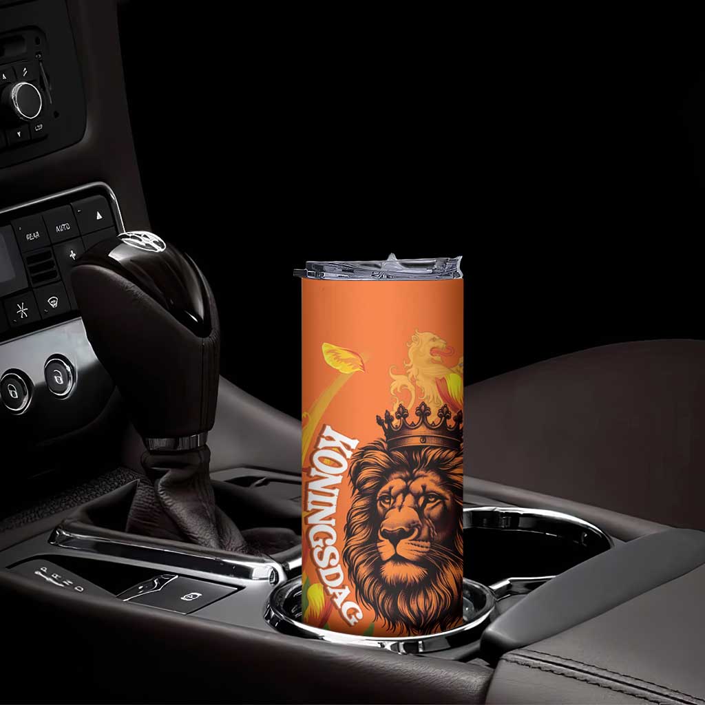 Nederland Fijne Koningsdag Skinny Tumbler Netherlands Lion With Orange Tulips