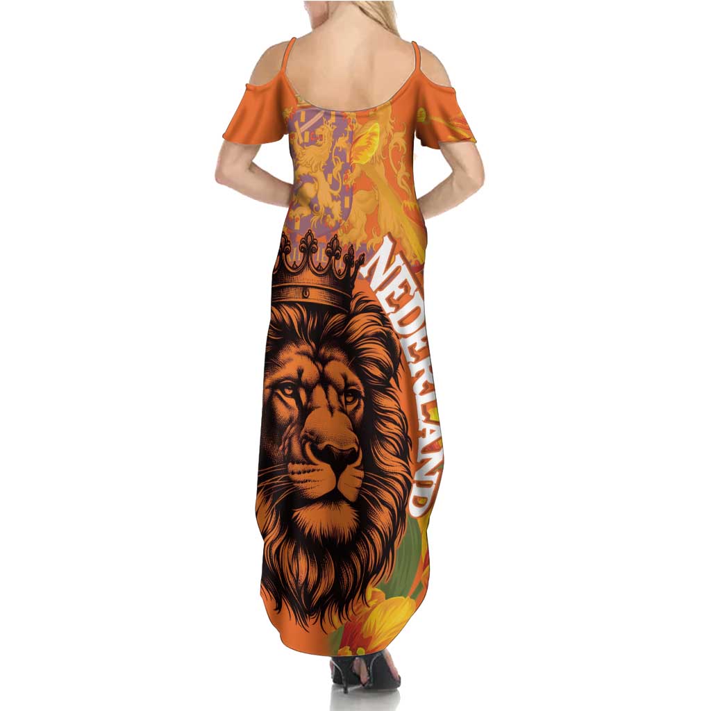 Nederland Fijne Koningsdag Summer Maxi Dress Netherlands Lion With Orange Tulips