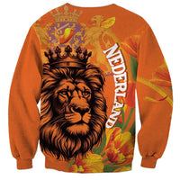 Nederland Fijne Koningsdag Sweatshirt Netherlands Lion With Orange Tulips
