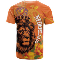 Nederland Fijne Koningsdag T Shirt Netherlands Lion With Orange Tulips
