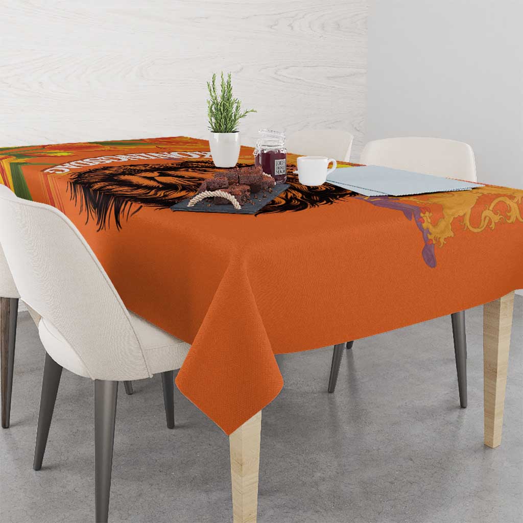 Nederland Fijne Koningsdag Tablecloth Netherlands Lion With Orange Tulips
