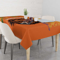Nederland Fijne Koningsdag Tablecloth Netherlands Lion With Orange Tulips