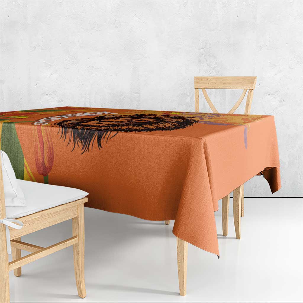 Nederland Fijne Koningsdag Tablecloth Netherlands Lion With Orange Tulips