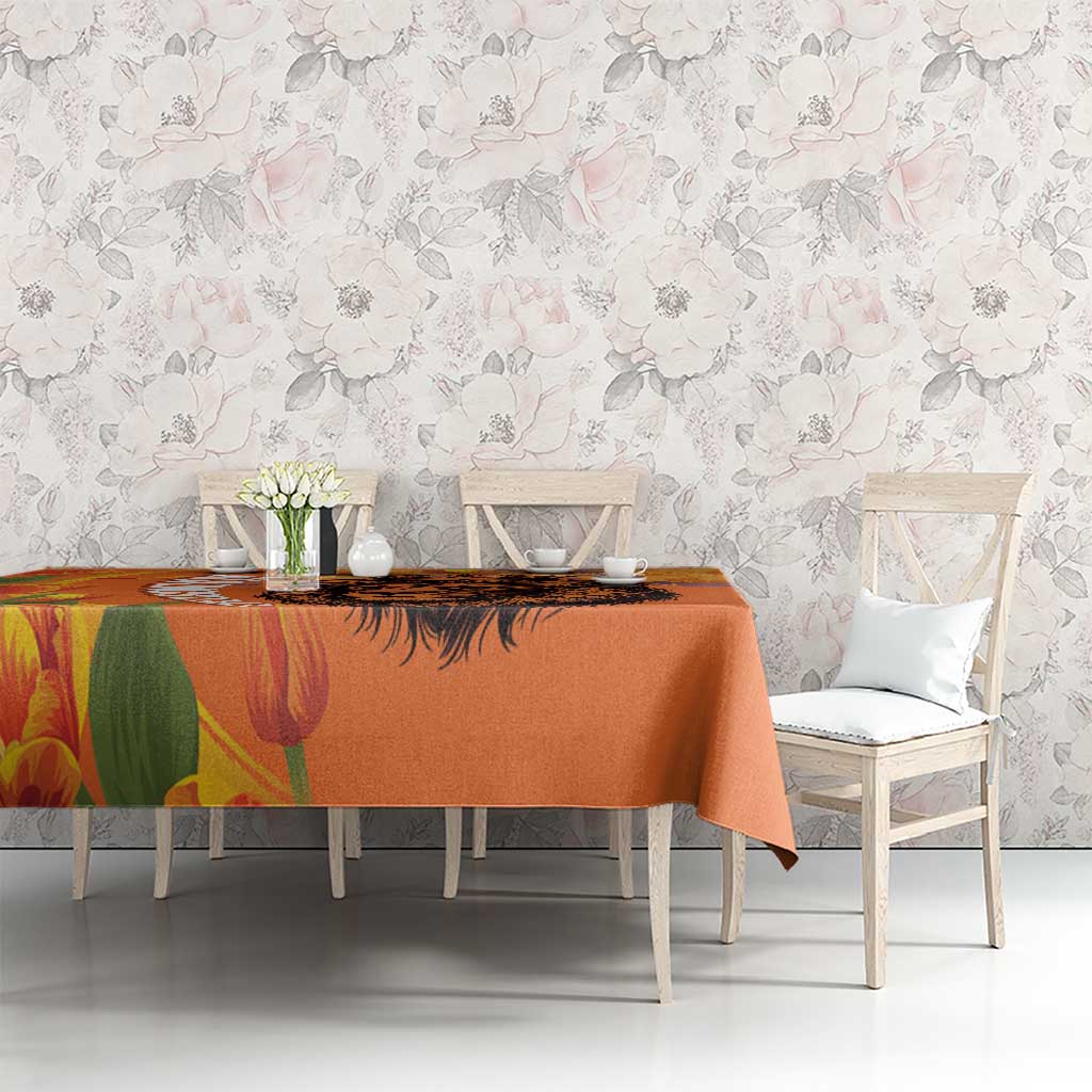 Nederland Fijne Koningsdag Tablecloth Netherlands Lion With Orange Tulips