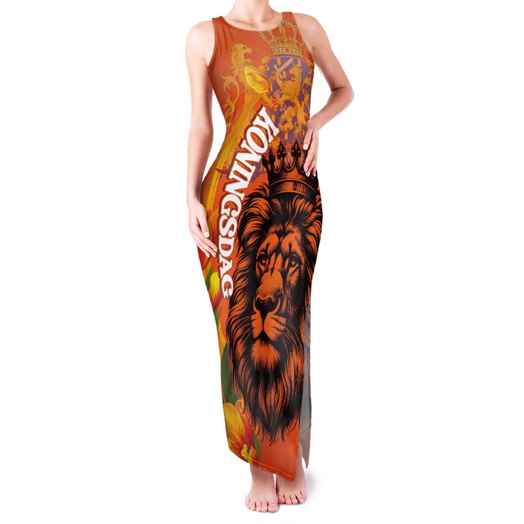Nederland Fijne Koningsdag Tank Maxi Dress Netherlands Lion With Orange Tulips