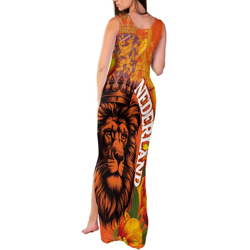 Nederland Fijne Koningsdag Tank Maxi Dress Netherlands Lion With Orange Tulips
